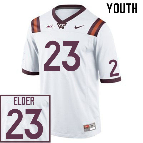 Youth #23 Da'Shawn Elder Virginia Tech Hokies College Football Jerseys Sale-White - Click Image to Close